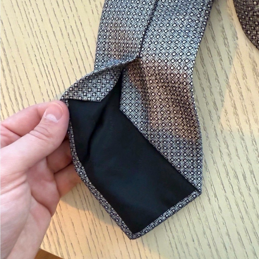 Stefano Ricci Silk Tie Black Silver Geometric Italian Luxury Designer Necktie